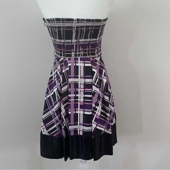 Bebe Plaid Print 100% Silk Strapless Mini Dress |Size S| - Picture 5 of 7